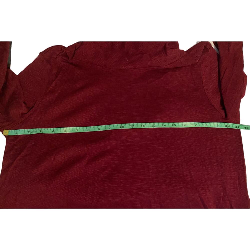 J.JILL Burgundy Red Pima Cowl Neck Tunic Top Large Petite Long Sleeve - Picture 10 of 10